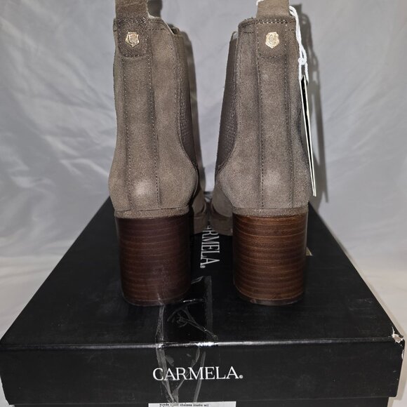 Carmela Suede Ankle, Chelsea Bootie with Heel in Taupe, Women's Size 37, NIB - Picture 5 of 10